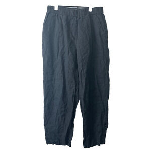 Quince Pants Womens S Black Pull On High Rise Wide Leg 100% Linen Cropped E9